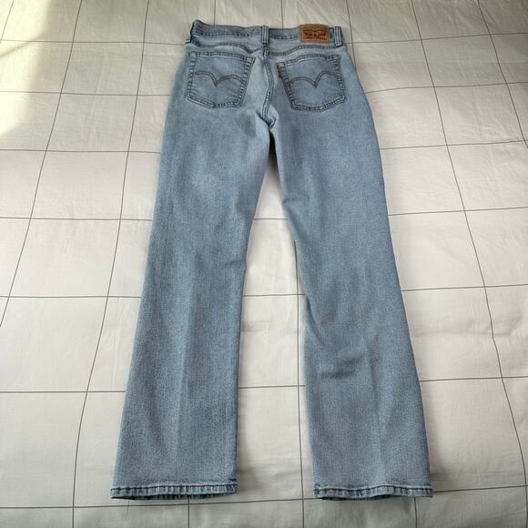 Levi’s Jeans Womens 27 Blue Wedgie Straight Distressed Ripped Knee Denim Stretch - Picture 2 of 4